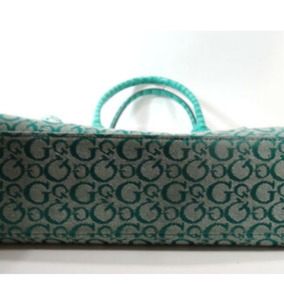 Guess Hangbag Green Medium Purse Logo G CanvasFaux - Picture 6 of 8